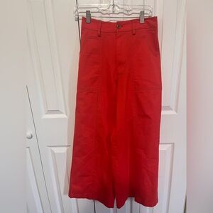 FARM Rio Wide Leg Trousers Red Waist 25"